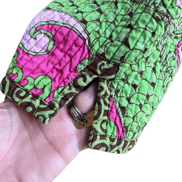 Quilted Cropped Jacket Women's Size Medium Grandmacore Lime Pink - Picture 5 of 7